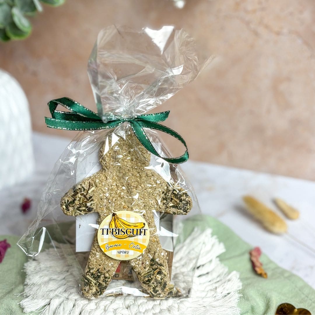 Friandise TI’BISCUIT-SPORT emballée pour chevaux – à la banane et ortie bio